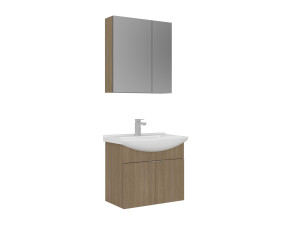 Set mobile lavabo con specchio (2 pezzi) "Purus 65" - 65 x 50 x 58 cm - Rovere