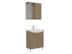 Set mobile lavabo con specchio (2 pezzi) "Purus 65" - 65 x 50 x 83 cm - Rovere