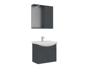 Set mobile lavabo con specchio (2 pezzi) "Purus 65" - 65 x 50 x 58 cm - Antracite opaco
