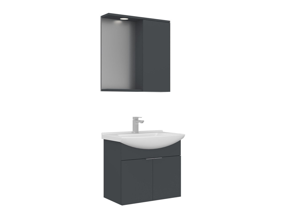 Set mobile lavabo con specchio (2 pezzi) "Purus 65" - 65 x 50 x 58 cm - Antracite opaco