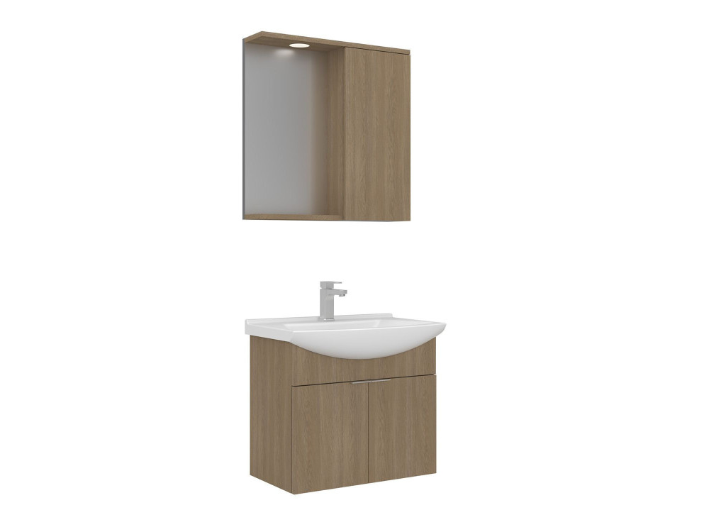 Set mobile lavabo con specchio (2 pezzi) "Purus 65" - 65 x 50 x 58 cm - Rovere