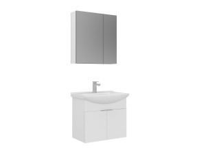 Set mobile lavabo con specchio (2 pezzi) "Purus 65" - 65 x 50 x 58 cm - Bianco