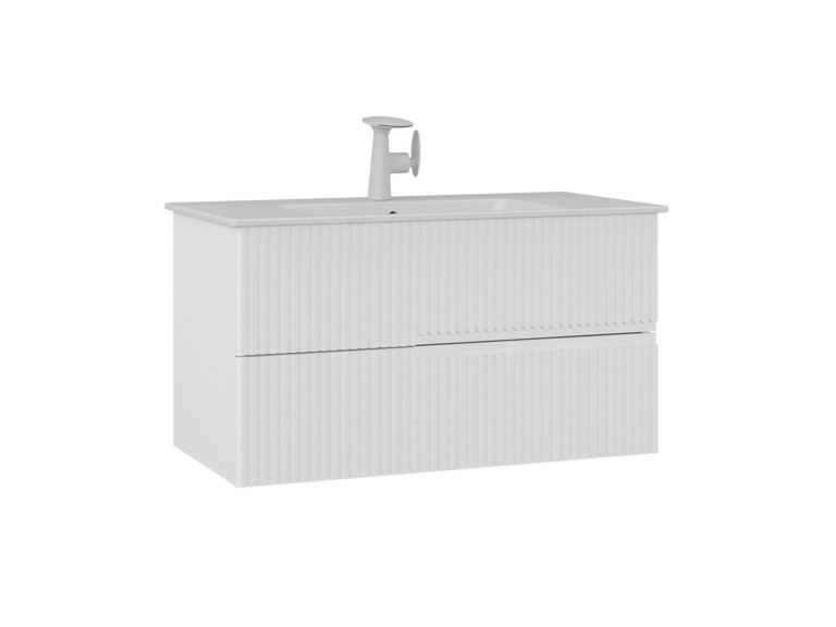 Mobile lavabo "Moonlight 90 v2" - 91 x 51 x 51 cm - Bianco opaco