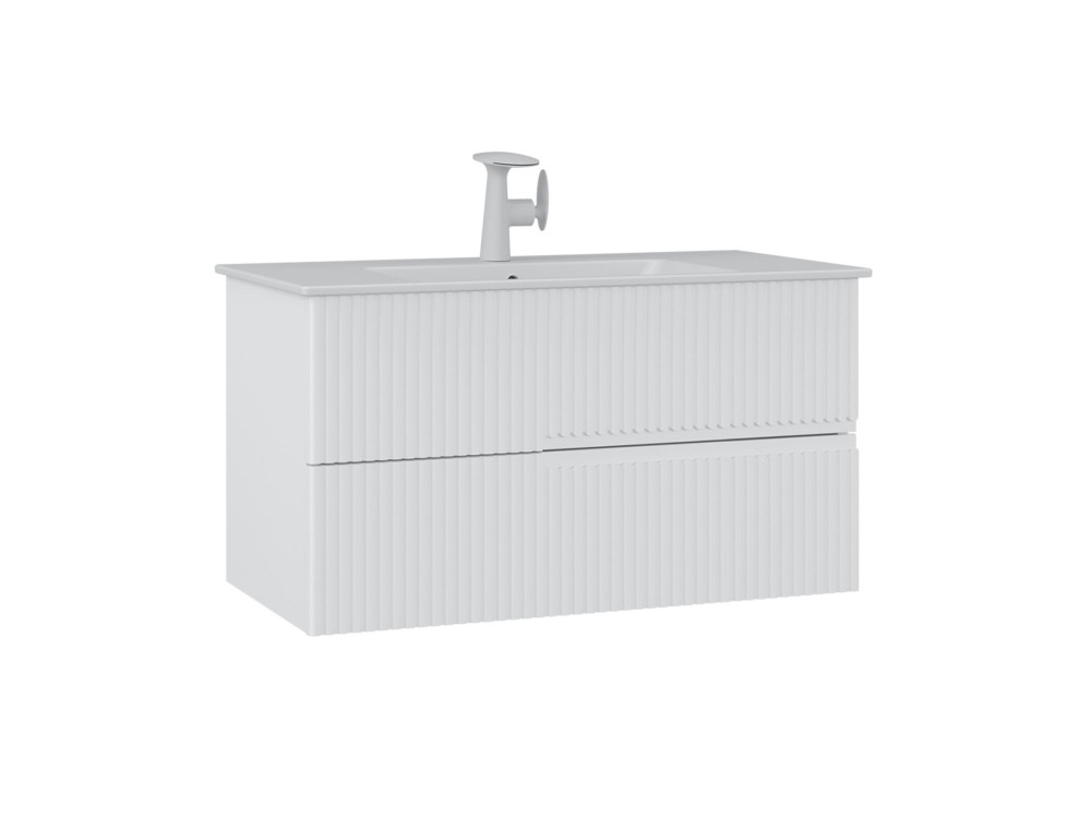 Mobile lavabo "Moonlight 90 v2" - 91 x 51 x 51 cm - Bianco opaco