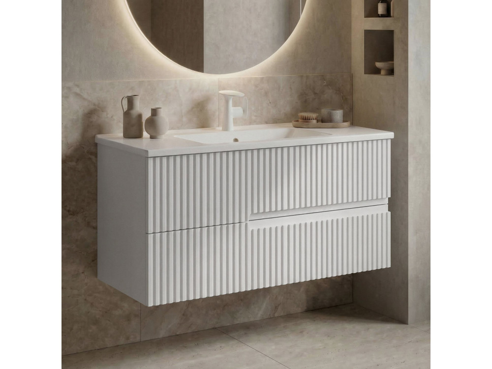Mobile lavabo "Moonlight 90 v2" - 91 x 51 x 51 cm - Bianco opaco