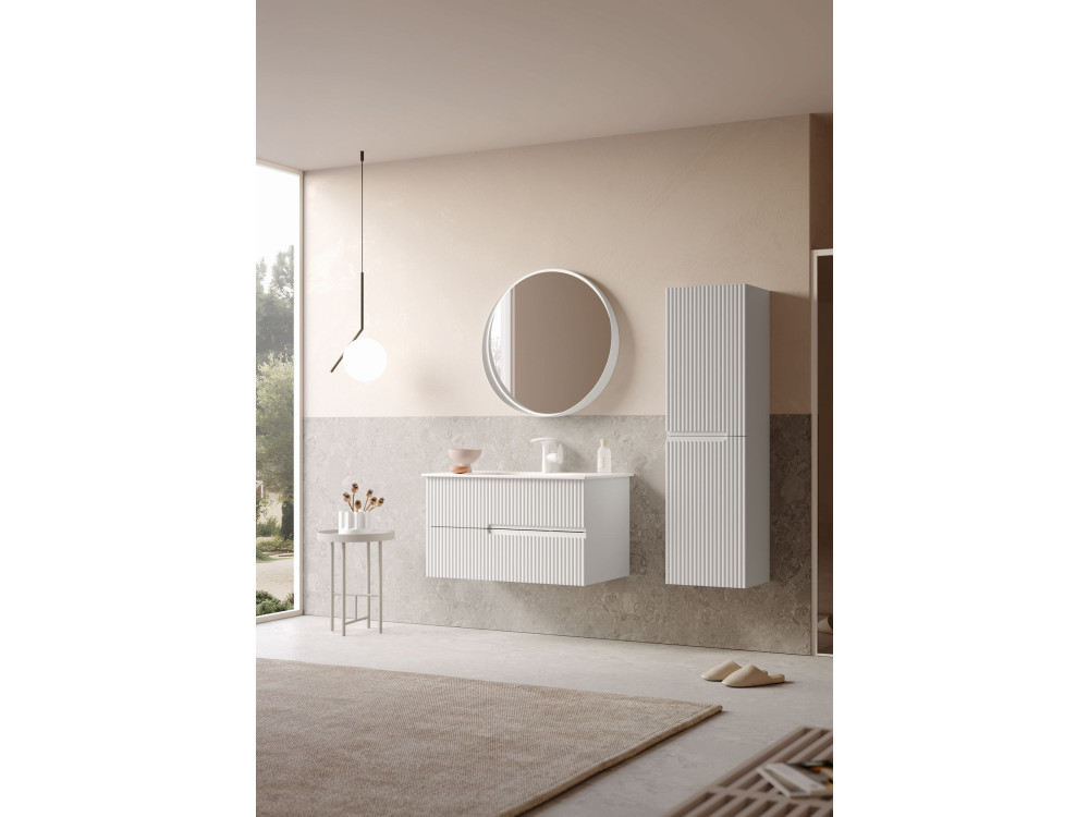 Mobile lavabo "Moonlight 90 v2" - 91 x 51 x 51 cm - Bianco opaco