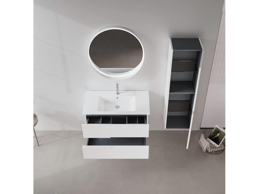 Mobile lavabo "Moonlight 90 v2" - 91 x 51 x 51 cm - Bianco opaco