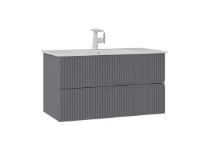 Mobile lavabo "Moonlight 90 v2" - 91 x 51 x 51 cm - Grigio opaco
