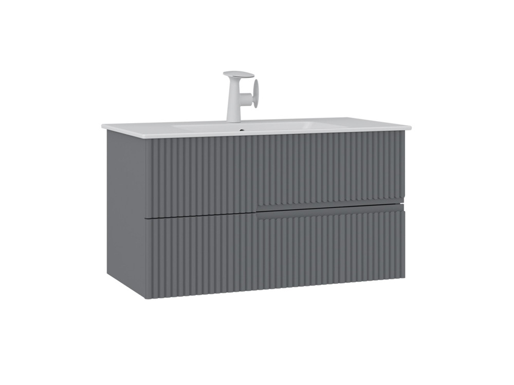 Mobile lavabo "Moonlight 90 v2" - 91 x 51 x 51 cm - Grigio opaco