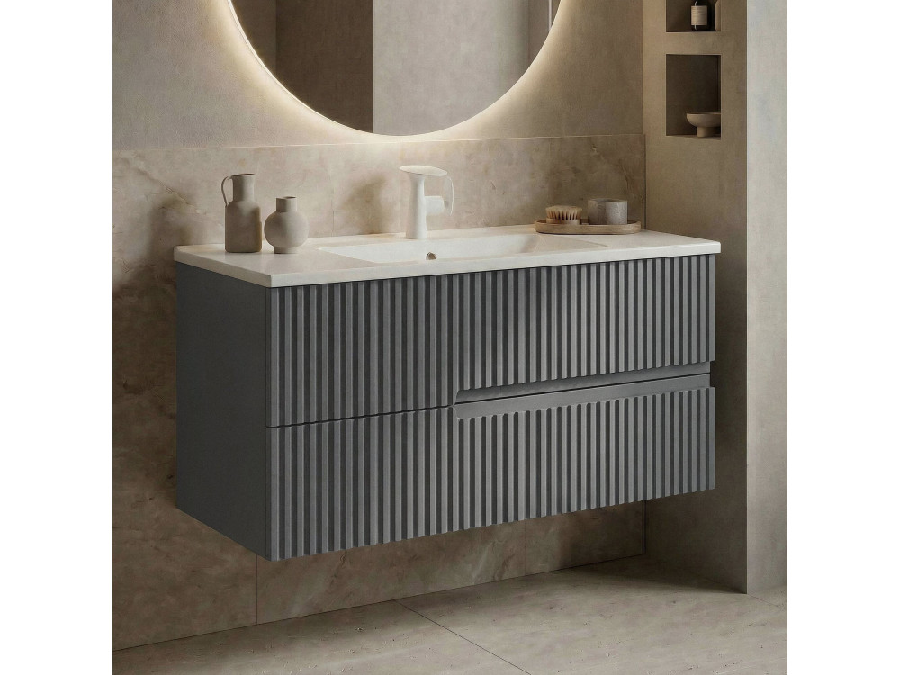 Mobile lavabo "Moonlight 90 v2" - 91 x 51 x 51 cm - Grigio opaco