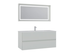 Set mobile lavabo con specchio (2 pezzi) "Nest 121 v2" - 121 x 51 x 55 cm - Cashmere opaco