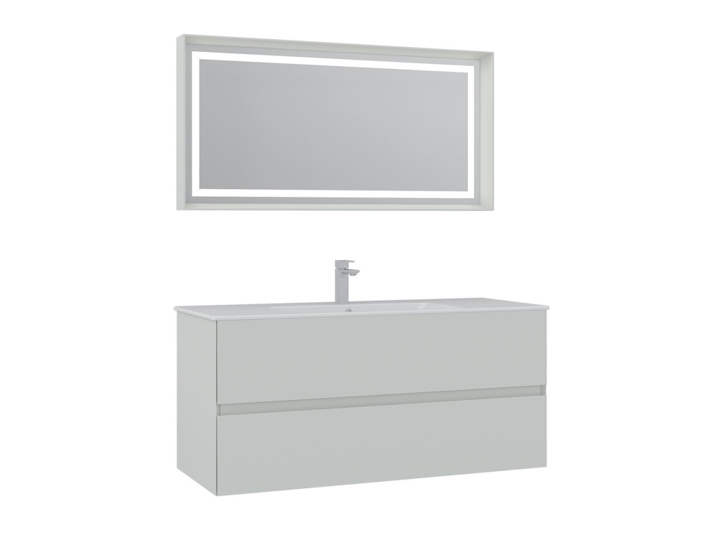 Set mobile lavabo con specchio (2 pezzi) "Nest 121 v2" - 121 x 51 x 55 cm - Cashmere opaco