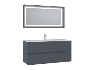 Set mobile lavabo con specchio (2 pezzi) "Nest 121 v2" - 121 x 51 x 55 cm - Antracite opaco
