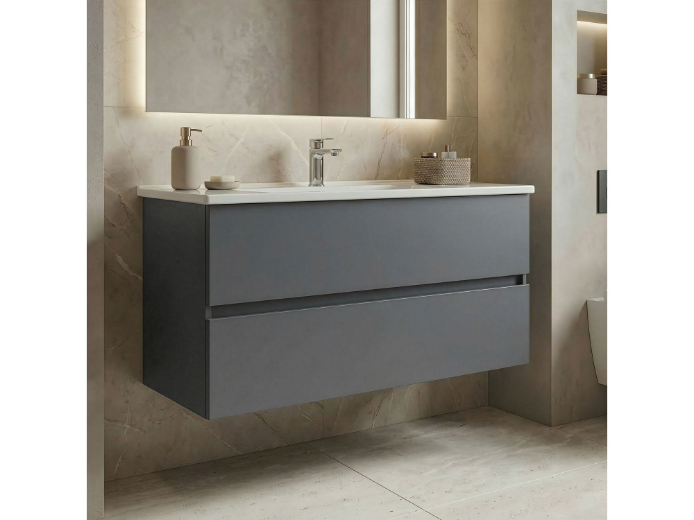 Mobile lavabo "Nest 121 v2" - 121 x 51 x 55 cm - Grigio opaco