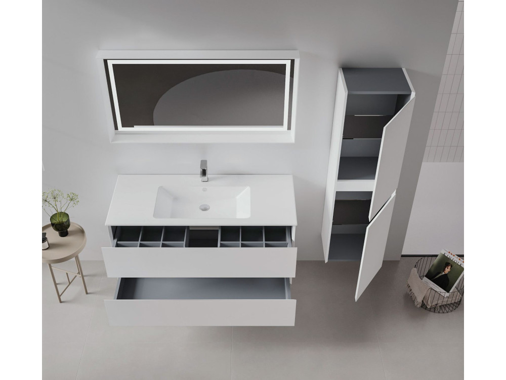 Mobile lavabo "Nest 121 v2" - 121 x 51 x 55 cm - Bianco opaco