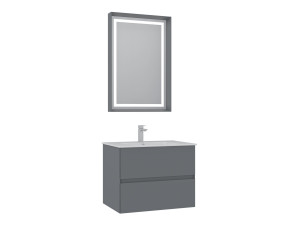Set mobile lavabo con specchio (2 pezzi) "Nest 71 v2" - 71 x 51 x 55 cm - Grigio opaco