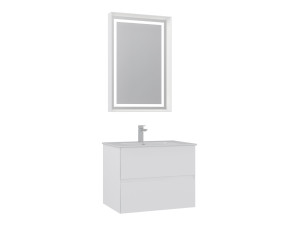 Set mobile lavabo con specchio (2 pezzi) "Nest 71 v2" - 71 x 51 x 55 cm - Bianco opaco