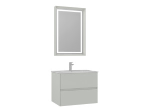Set mobile lavabo con specchio (2 pezzi) "Nest 71 v2" - 71 x 51 x 55 cm - Cashmere opaco