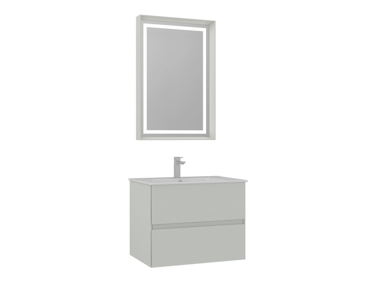 Set mobile lavabo con specchio (2 pezzi) "Nest 71 v2" - 71 x 51 x 55 cm - Cashmere opaco