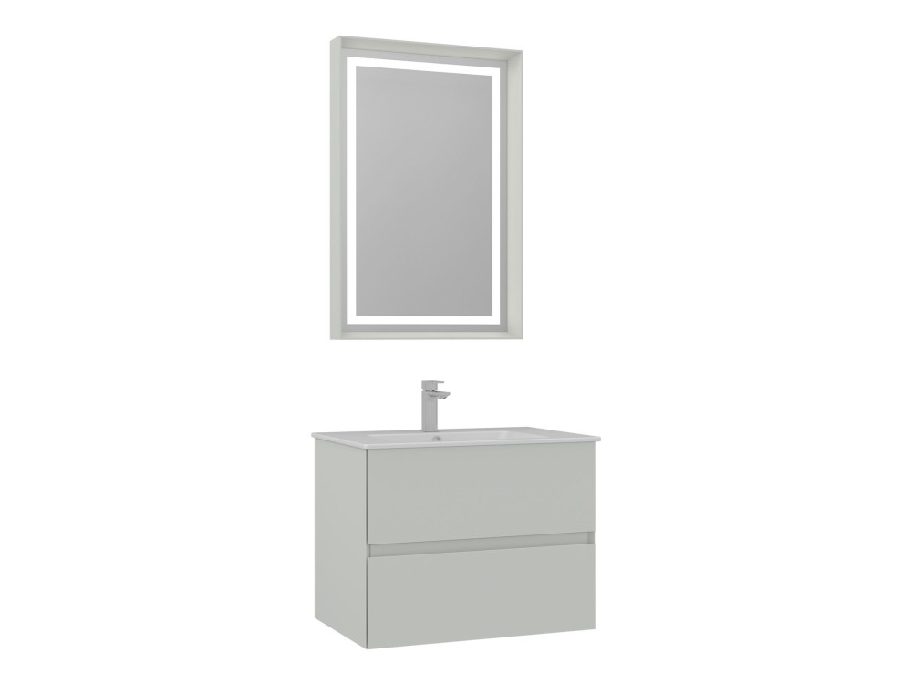 Set mobile lavabo con specchio (2 pezzi) "Nest 71 v2" - 71 x 51 x 55 cm - Cashmere opaco