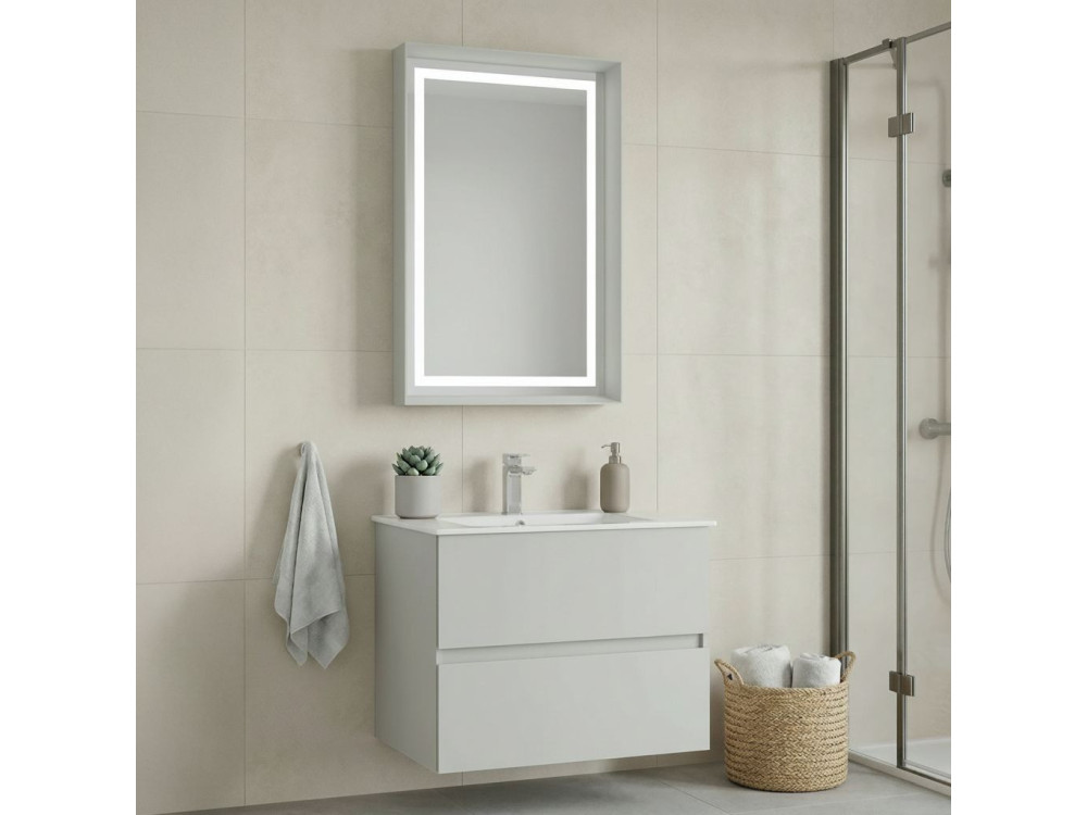 Set mobile lavabo con specchio (2 pezzi) "Nest 71 v2" - 71 x 51 x 55 cm - Cashmere opaco