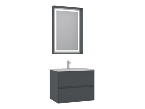 Set mobile lavabo con specchio (2 pezzi) "Nest 71 v2" - 71 x 51 x 55 cm - Antracite opaco