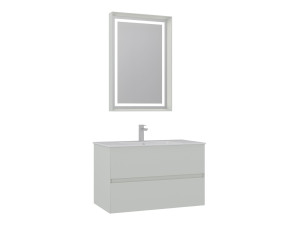 Set mobile lavabo con specchio (2 pezzi) "Nest 91 v2" - 91 x 51 x 55 cm - Cashmere opaco