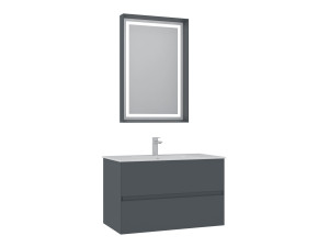 Set mobile lavabo con specchio (2 pezzi) "Nest 91 v2" - 91 x 51 x 55 cm - Antracite opaco