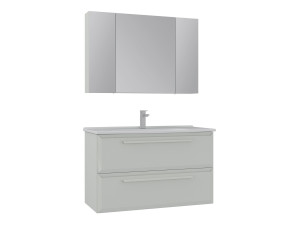 Set mobile lavabo con specchio (2 pezzi) "Nuvola 100 v2" - 100 x 50 x 62 cm - Cashmere