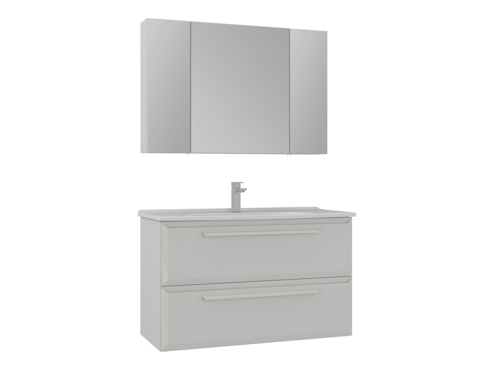 Set mobile lavabo con specchio (2 pezzi) "Nuvola 100 v2" - 100 x 50 x 62 cm - Cashmere
