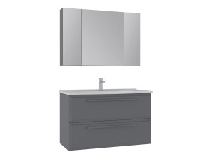 Set mobile lavabo con specchio (2 pezzi) "Nuvola 100 v2" - 100 x 50 x 62 cm - Grigio