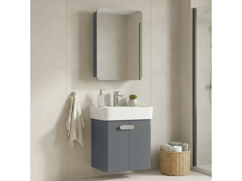 Set mobile lavabo con specchio (2 pezzi) "Orbit 55" - 55 x 38 x 62 cm - Grigio