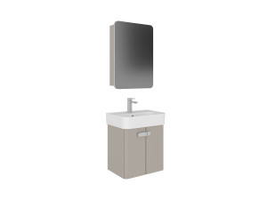 Set mobile lavabo con specchio (2 pezzi) "Orbit 55" - 55 x 38 x 62 cm - Mink