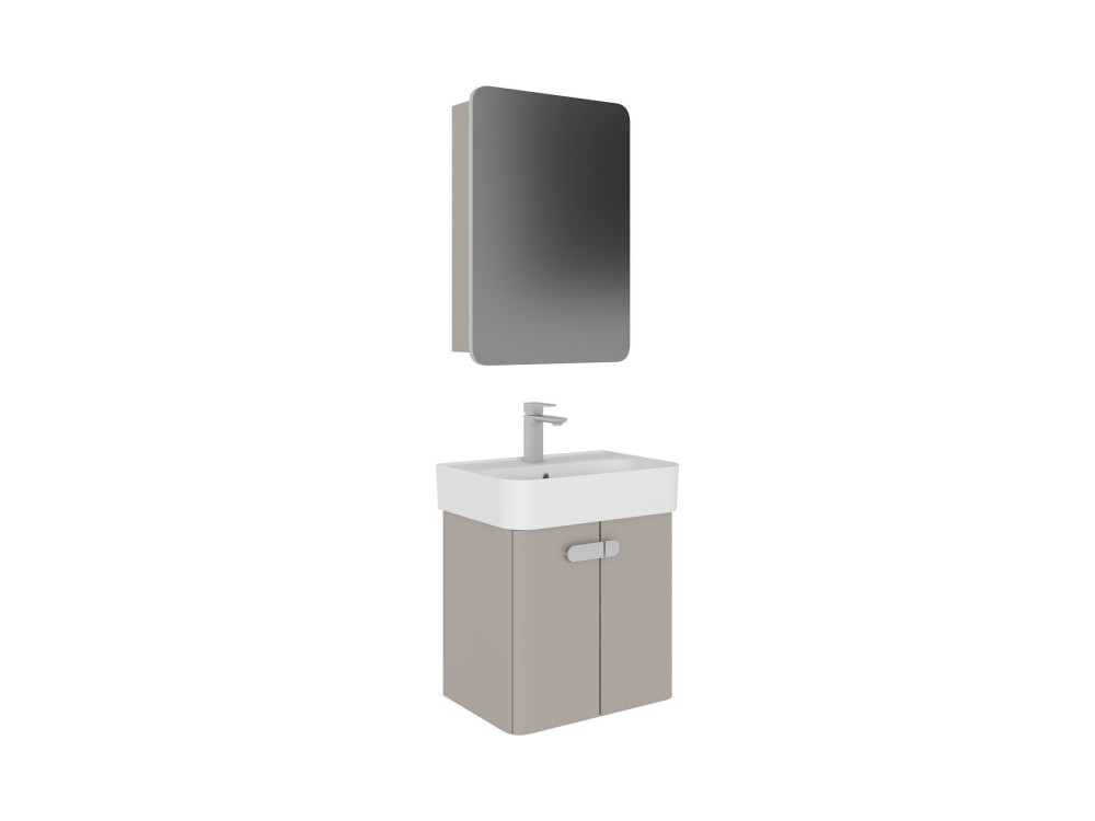 Set mobile lavabo con specchio (2 pezzi) "Orbit 55" - 55 x 38 x 62 cm - Mink