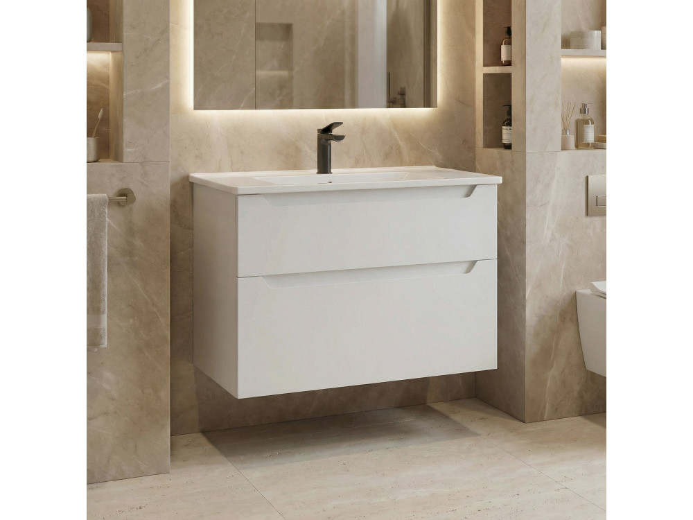 Mobile lavabo "Messina 85 v2" - 85 x 45 x 55 cm - Bianco opaco