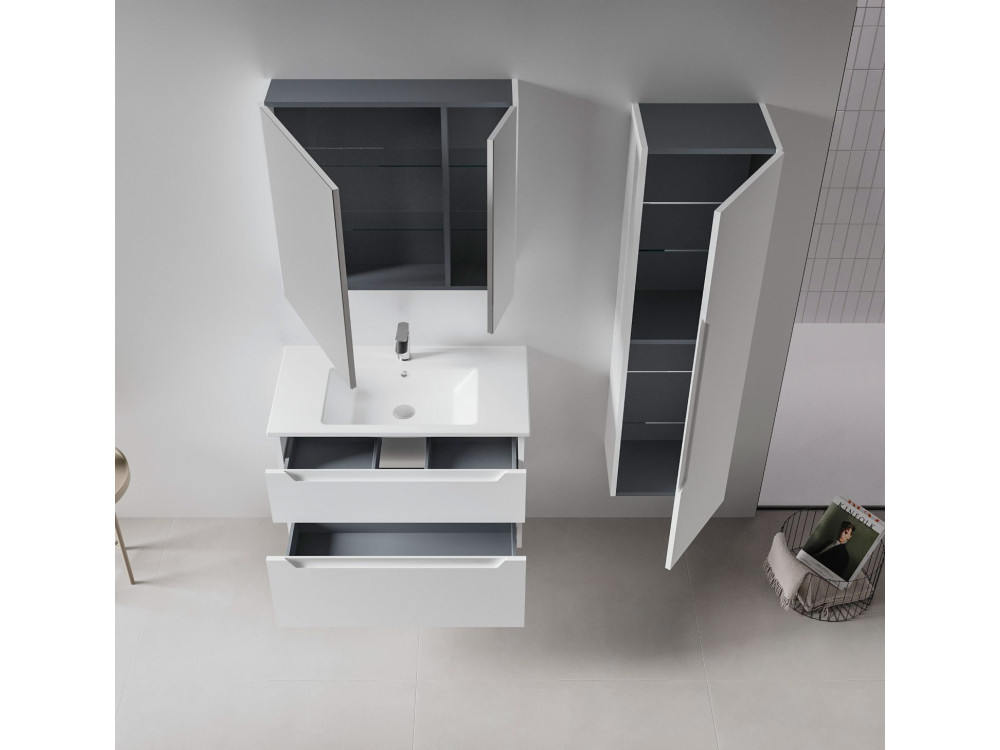 Mobile lavabo "Messina 85 v2" - 85 x 45 x 55 cm - Bianco opaco