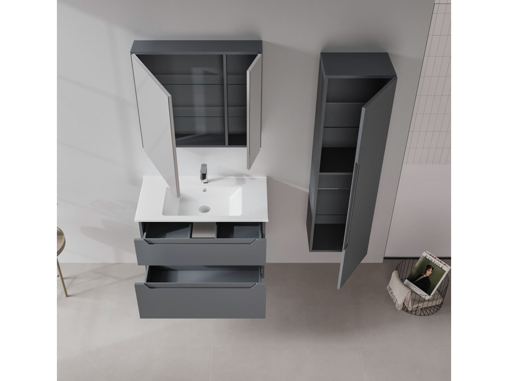 Mobile lavabo "Messina 85 v2" - 85 x 45 x 55 cm - Antracite opaco