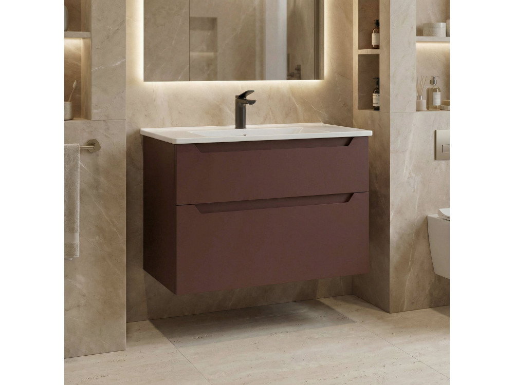 Mobile lavabo "Messina 85 v2" - 85 x 45 x 55 cm - Rosso opaco
