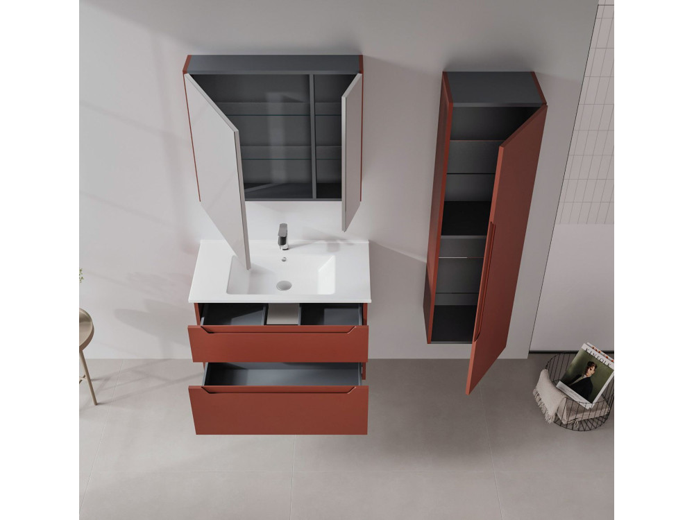 Mobile lavabo "Messina 85 v2" - 85 x 45 x 55 cm - Rosso opaco