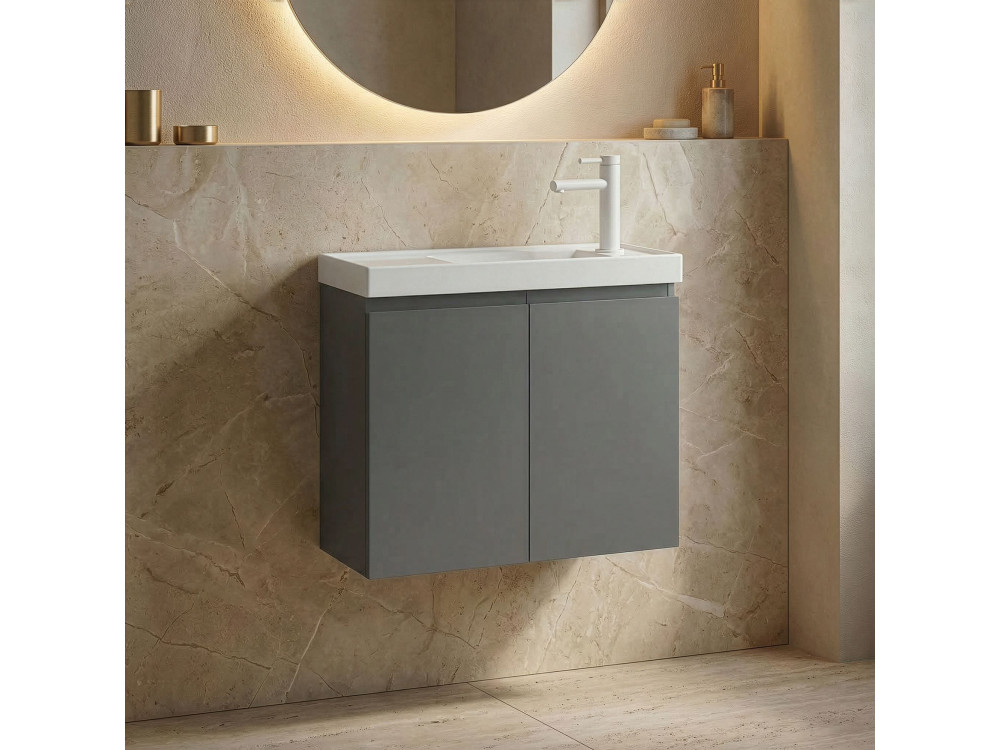 Mobile lavabo "Ferla 60" - 60 x 22 x 50 cm - Grigio opaco