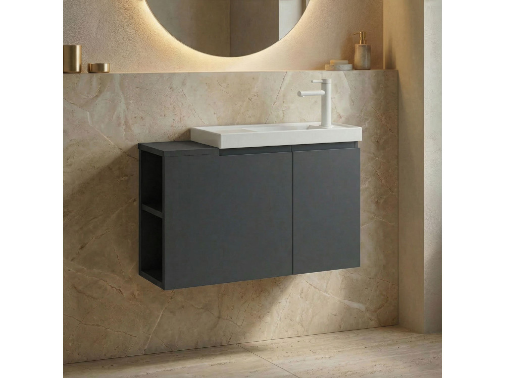 Mobile lavabo "Ferla 80" - 80 x 22 x 45 cm - Antracite opaco