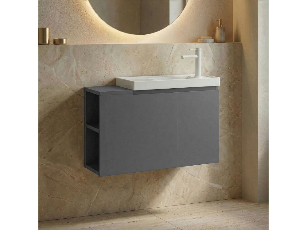 Mobile lavabo "Ferla 80" - 80 x 22 x 45 cm - Grigio opaco