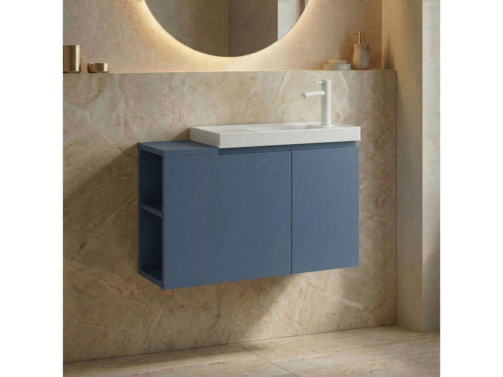 Mobile lavabo "Ferla 80" - 80 x 22 x 45 cm - Blu petrolio