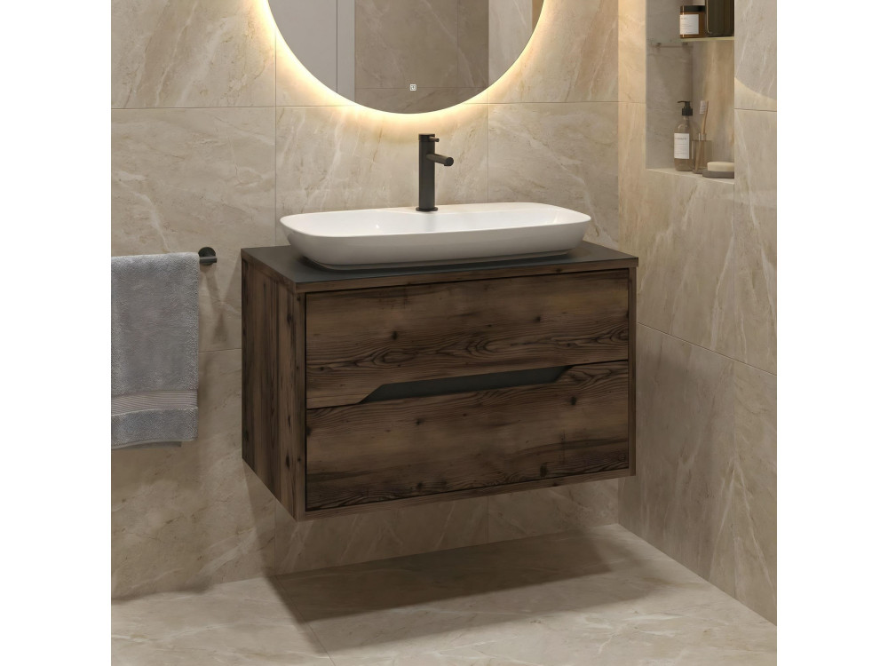 Mobile lavabo "Galia 80 v2" - 80 x 50 x 50 cm - Noce scuro