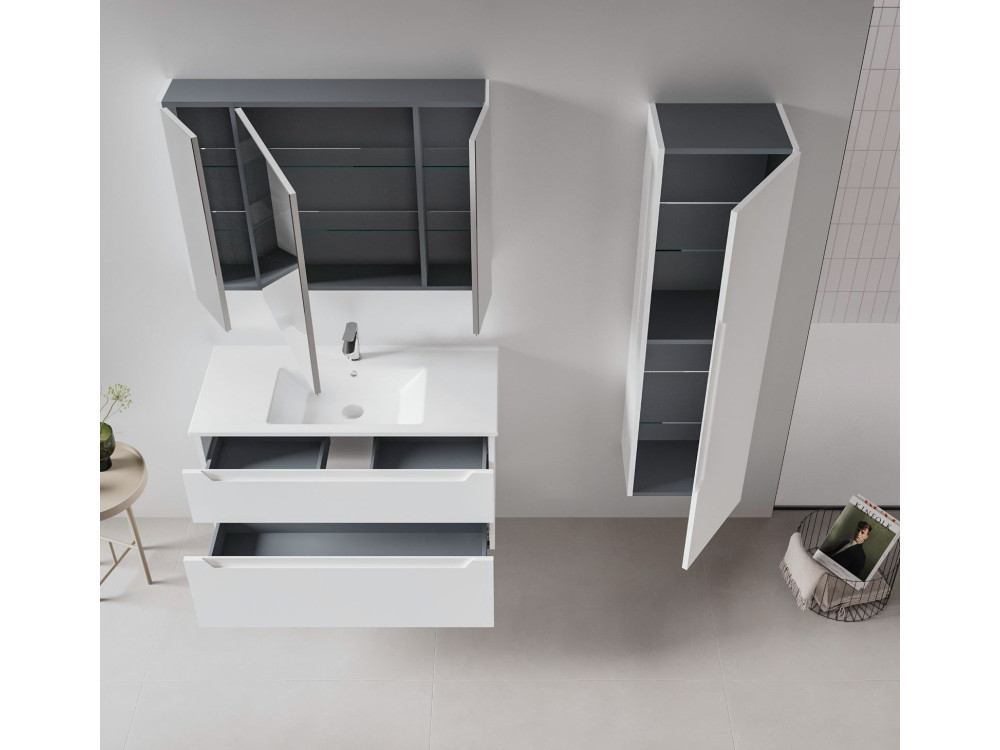 Mobile lavabo "Messina 100 v2" - 100 x 45 x 55 cm - Bianco opaco