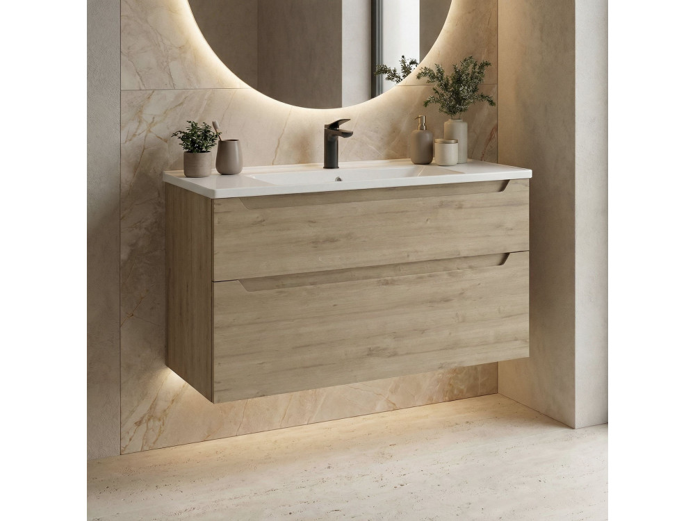 Mobile lavabo "Messina 100 v2" - 100 x 45 x 55 cm - Rovere