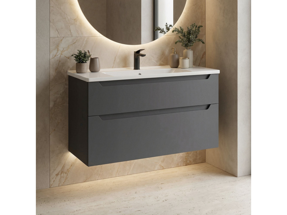 Mobile lavabo "Messina 100 v2" - 100 x 45 x 55 cm - Antracite opaco