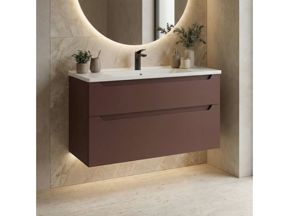 Mobile lavabo "Messina 100 v2" - 100 x 45 x 55 cm - Rosso opaco