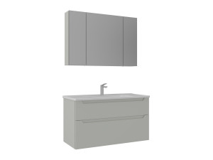 Set mobile lavabo con specchio (2 pezzi) "Messina 100 v2" - 100 x 45 x 55 cm - Cashmere opaco
