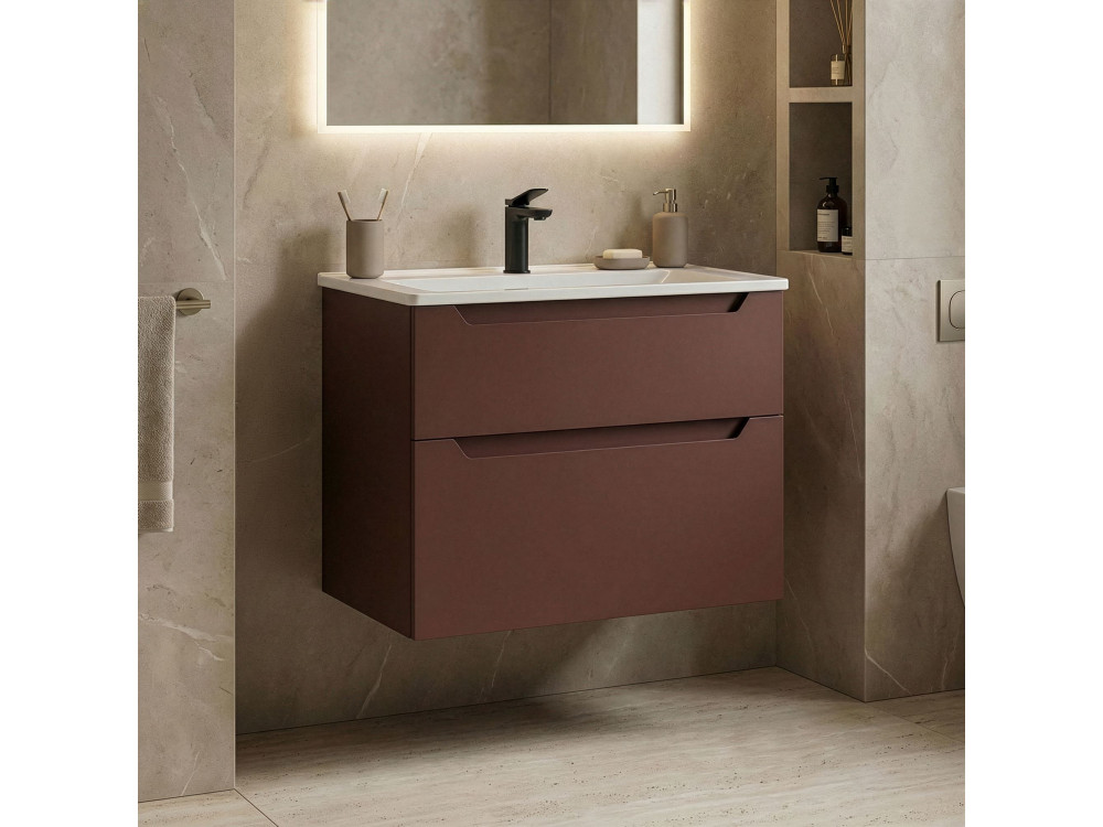 Mobile lavabo "Messina 65 v2" - 65 x 45 x 55 cm - Rosso opaco